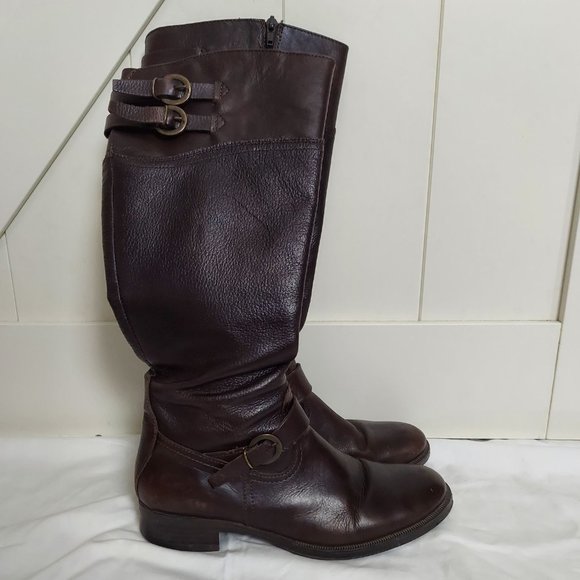 Aldo Shoes - ALDO Womens Size 40 EUD Brown Leather Zip  Buckle Knee High Boots